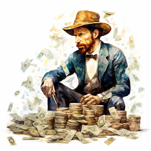 Money illustration in the style of Impressionistic Art