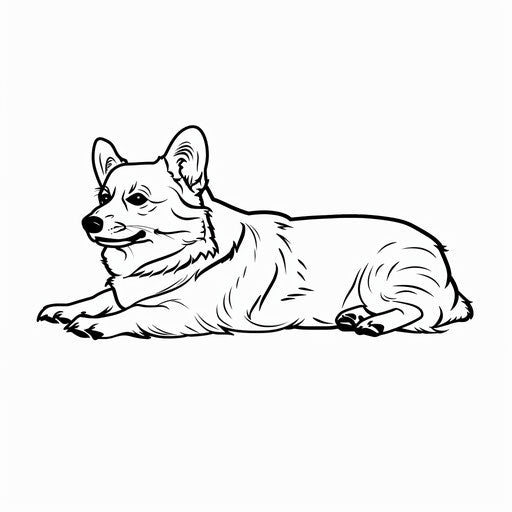 A corgi lying down ready to be colored