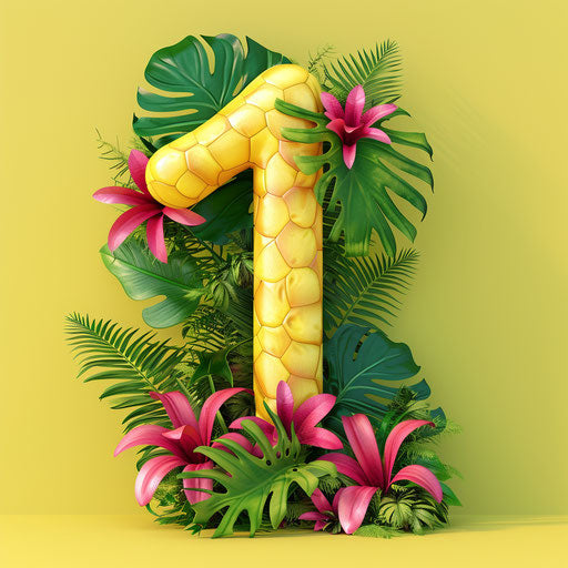 Realistic number 1 on chartreuse background