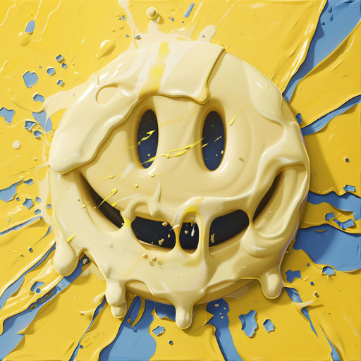 Smiley emoting with face covered in white chocolate