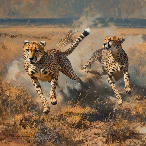 Chase between the cheetah and the gazelle on the plain