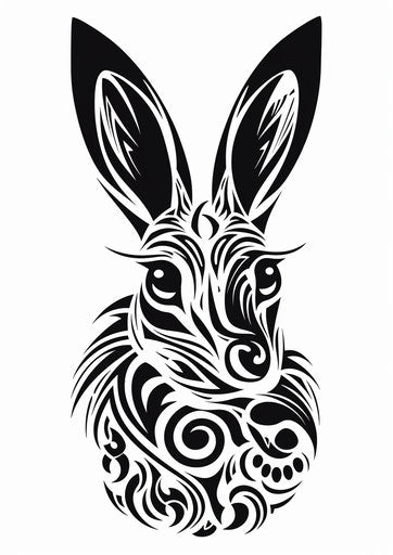Iconic hare in celtic black and white realism style
