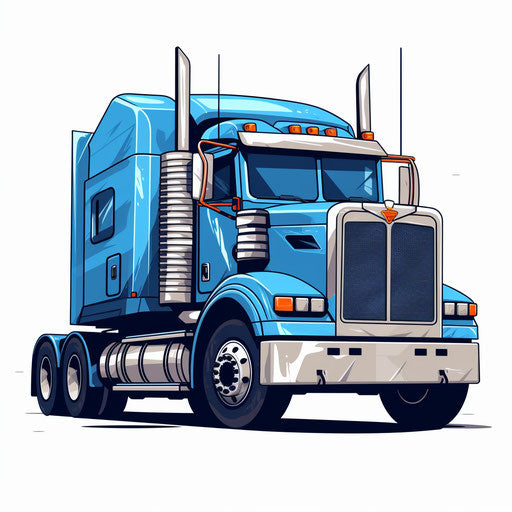 Semi truck clipart in Minimalist style on white background