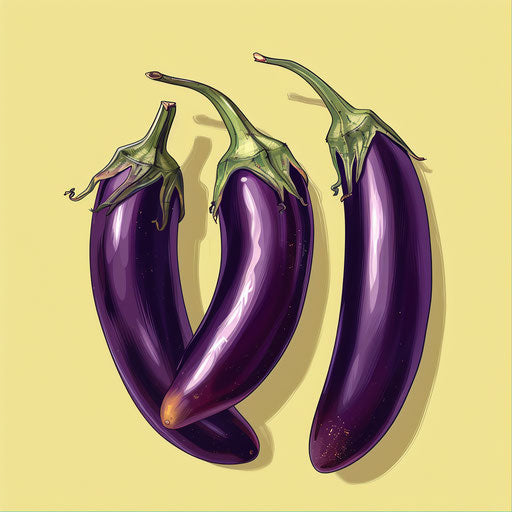 Eggplant clipart in a photorealistic style against a chartreuse background