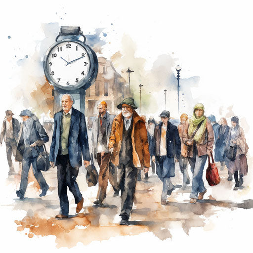 Attendance illustration in the style of oil painting, on white background