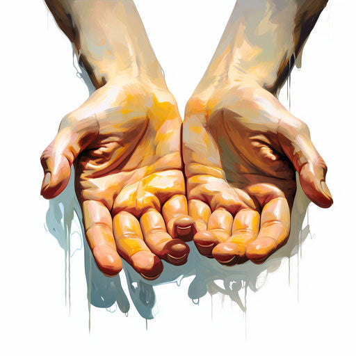 Hands clip art in the style of Oil painting