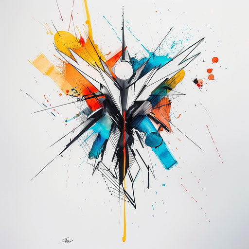 Modern abstract guardian angel tattoo design