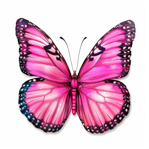 Realistic pink butterfly clipart on flat white background