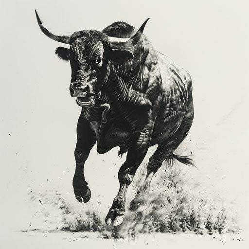 Realistic drawing of a bull tattoo, capturing the essence of strength