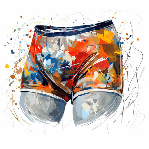 Underwear in the Impressionistic Art style, on white background