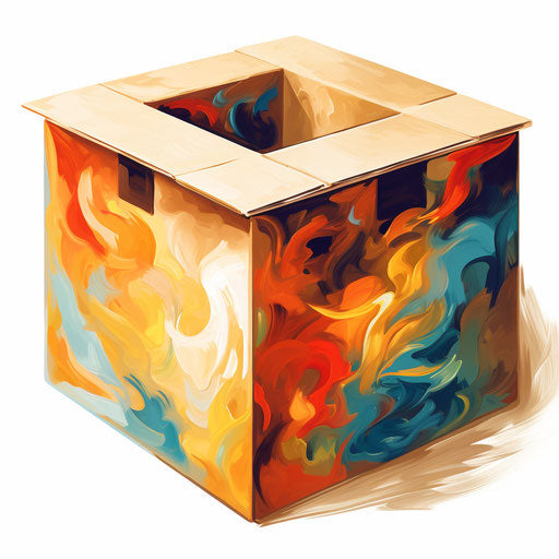 Box clipart in the style of Oil painting on white background