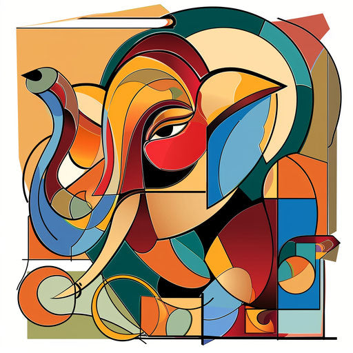 Artistic Ganpati clipart with cubist influence