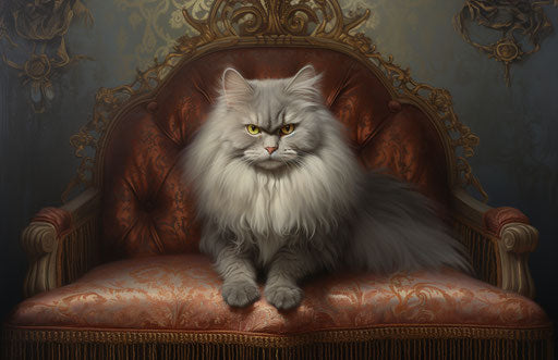 Gray cat in artistic pose