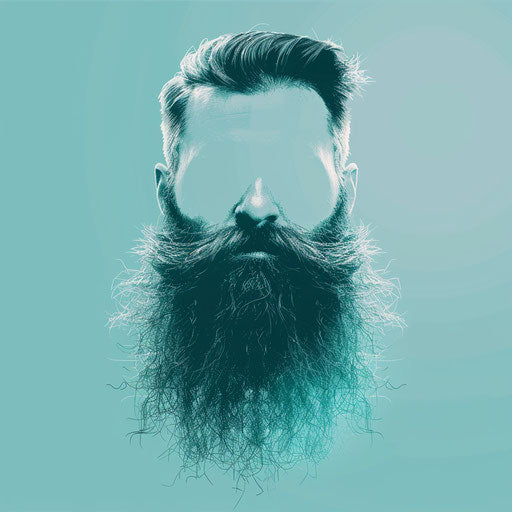 Realistic beard clipart on flat, serene aqua background
