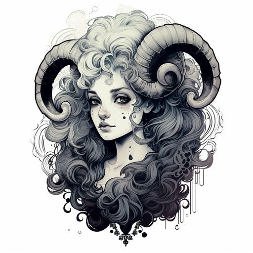 Zodiac sign ram tattoo isolated on white