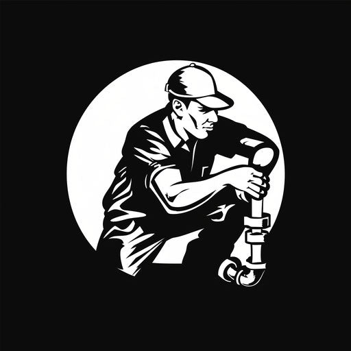 Bold plumbing logo with high contrast black and white design
