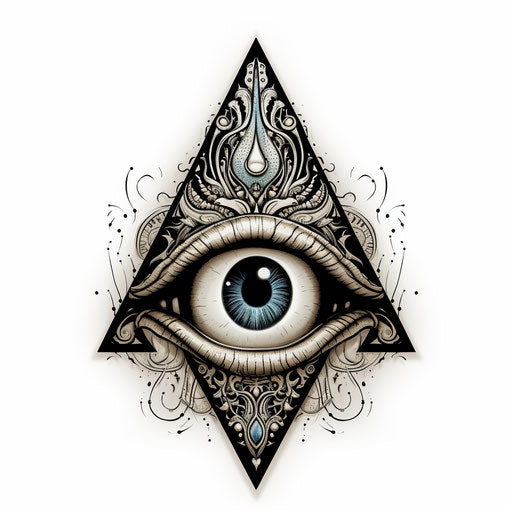 All seeing eye sticker, gothic surrealism style, minimalistic