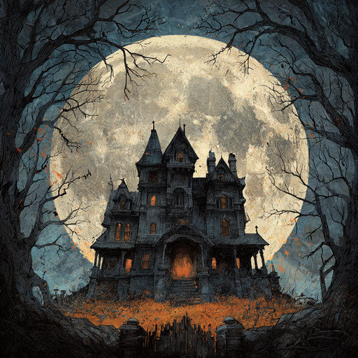 Haunting Victorian Mansion Under a Full Moon