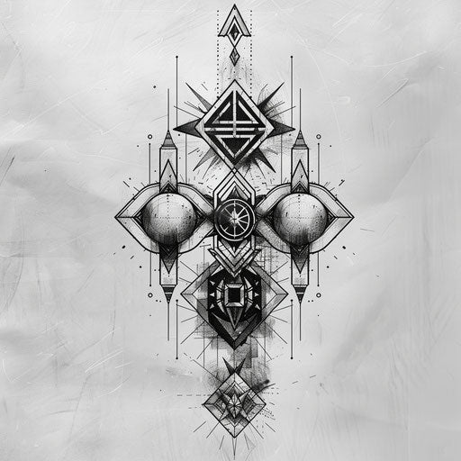 Abstract Witcher signs in monochrome clipart style