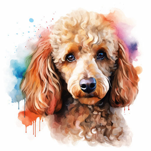 Poodle illustration in the style of Impressionistic Art, on white background