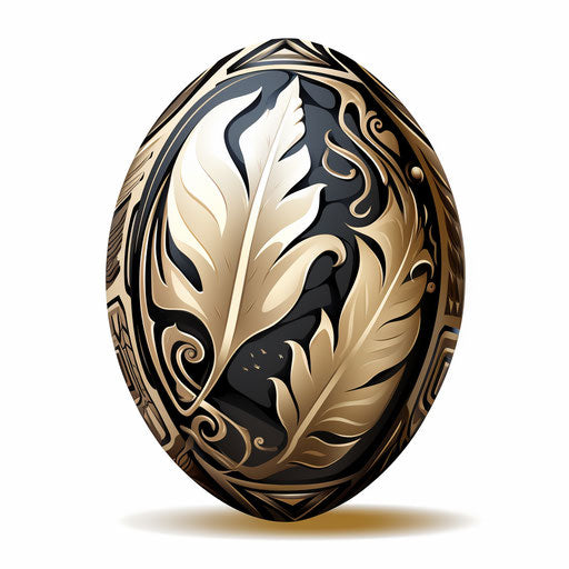 Rugby ball clipart in the style of Chiaroscuro Art, on a white background