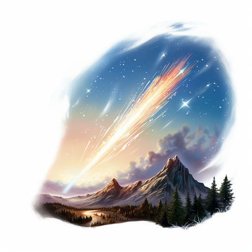 Shooting star in Oil painting style on white background