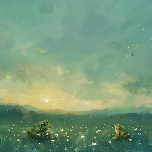 Frog in a dewy meadow