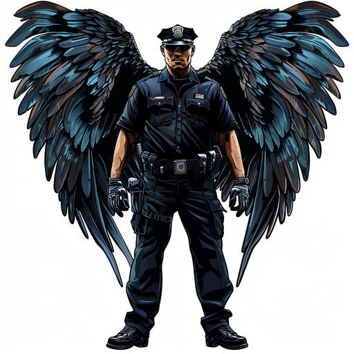 Police officer clipart with flat random background