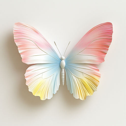 3D butterfly in photorealistic style on flat white background
