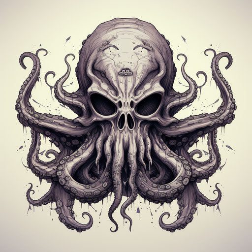 Hand-drawn octopus in horror-inspired style