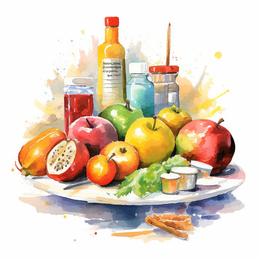 Health illustration in the style of Impressionistic Art, on white background
