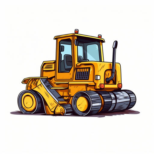 Minimalist bulldozer clipart on white background