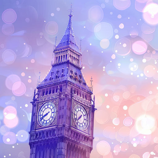 Big Ben clipart on soft lavender background