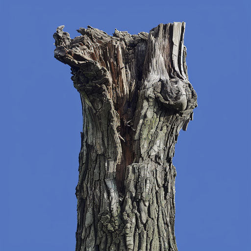 Realistic tree trunk on royal blue background