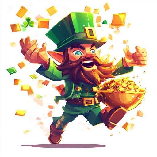 The leprechaun dancing with a pot of gold