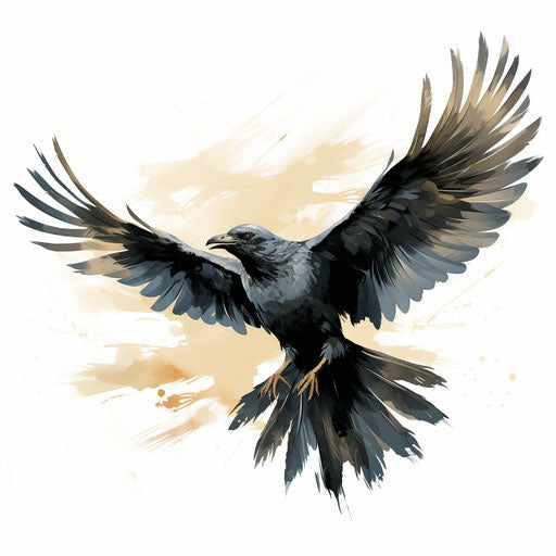 Flying bird clipart in the style of Chiaroscuro Art, on white background