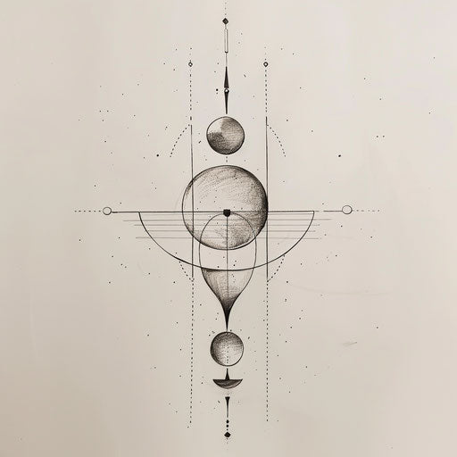 Stylish minimalistic balanced tattoo sketch