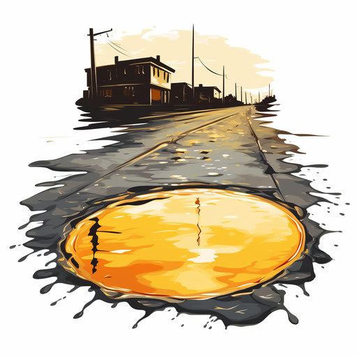 Oil painted puddle clipart, on white background
