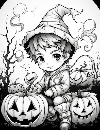 Halloween coloring on BBC, kawaii charm style