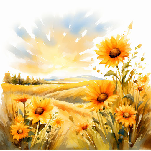 Sunshine illustration in the style of Oil painting, on white background