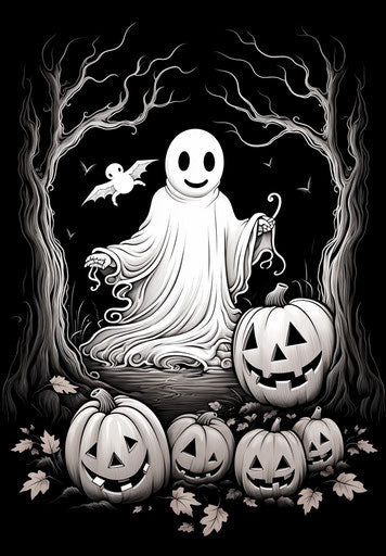 Cute Halloween Ghost Coloring Pages