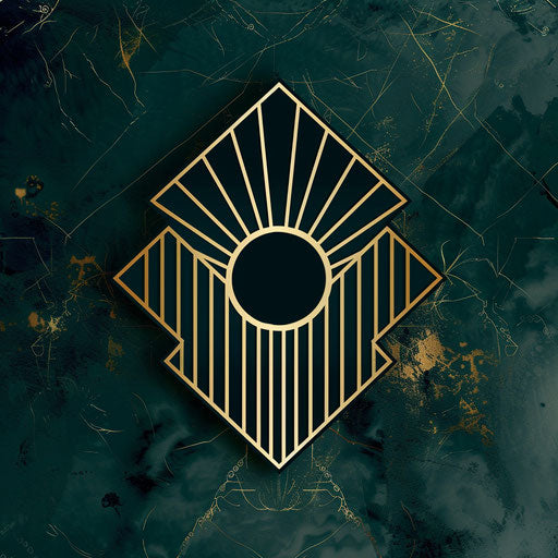 Art Deco logo design with luxurious background, rich colors