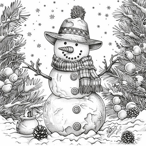 Snowman with hat and scarf