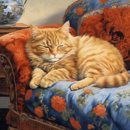 Sleeping cat on a couch