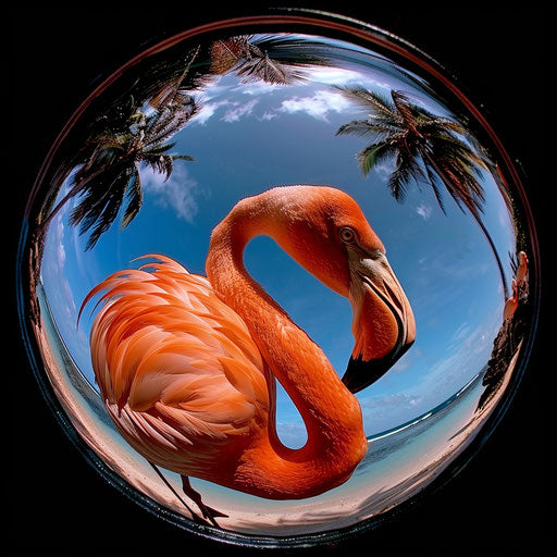Flamingo's World View with Fish-eye Lens Effect