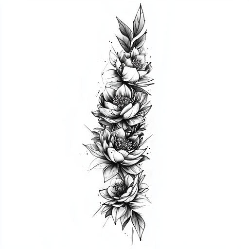 Monochromatic arm tattoo sketch art