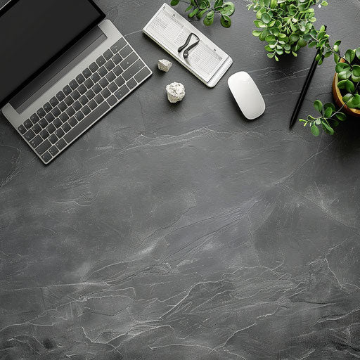 Realistic technology clipart on flat slate grey background