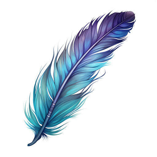 Feather in the style of Chiaroscuro Art, on white background