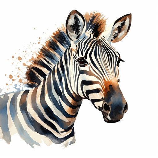Zebras illustration in the style of Oil painting, on white background