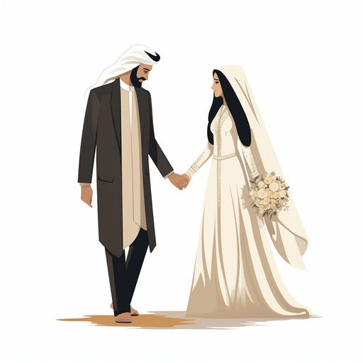 Minimalist wedding card clipart on white background